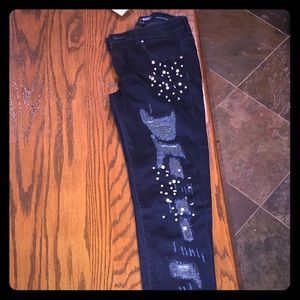 Size 14 NWT Distressed&Embellished GUESS jeans